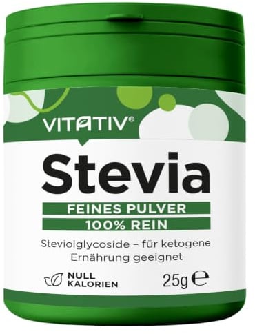 Stevia reines Pulver Rebaudiosid A 98% Natürlicher Süßstoff Geeignet für ketogene Diäten 25g zucker