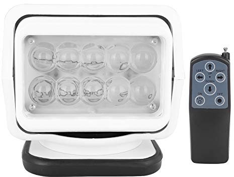 Reflector LED Blanco de 50 W con Control Remoto para Barco, Impermeable, Rotación de 360°, Inclinación de 120°, Base Magnética, Iluminación Exterior para Camiones, Montacargas,