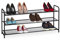Relaxdays Schuhregal, 12 Paar Schuhe, HxBxT: 48 x 100 x 25,5 cm, Metall Schuhablage, schmal, 3 Ablagen, Flur, schwarz