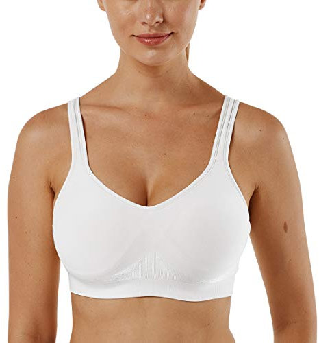 Vertvie Damen 1/2/3er Set Sport BH Einfarbig Ohne Bügel Bustier Klassische Bequem Stretch Bra Mittle Halt Gepolstert Wohlfühl-BH (Weiß, 4XL)