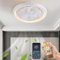 Qiaomao Ventilador Silencioso de Techo con Luz y Mando a Distancia/APP, 49cm Lampara Ventilador Techo sin Aspas 6 Velocidades 3 Tonalidades, Temporizador, Función Verano-Invierno (72w, Blanco)