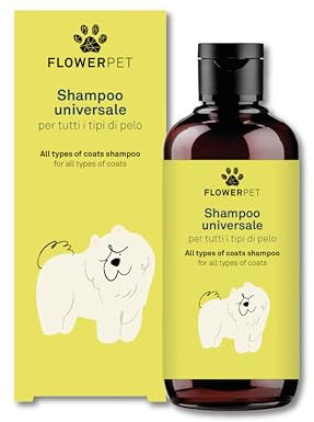 FLOWER PET, Shampoo Universale per Cani, Ideale per Tutti i Tipi di Pelo, per Lavaggi Frequenti, Deterge e Igienizza in profondità, Dona Lucentenzza, con Estratti di Canapa, Malva e Tea Tree, 250 ml