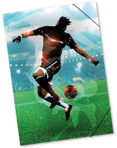 itenga große Zeichenmappe mit Motiv DIN A2 - Gummizugmappe Sammelmappe - für Kinder Jugendliche Schüler Mädchen Jungen Erwachsene (Fussball - A2)