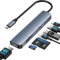 Hub USB C 7 en 1, Adaptador Hub USB-C con HDMI 4K@60Hz, PD 100W, USB 3.0/2.0, Lector de Tarjetas SD/TF, Datos USB-C, Docking Station para Portátil Compatible con Windows/MacBook/iPad/Steam Deck, etc.