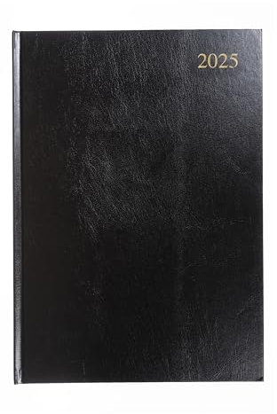 Collins Essential ESSA43.99-25 Business-Terminplaner 2025, A4, Wochenplaner mit Ledernarbung, Hardcover, Schwarz