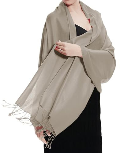 TZ Promise Pashmina Schal, groß, weich, einfarbig, für Damen, Taupe, Einheitsgröße