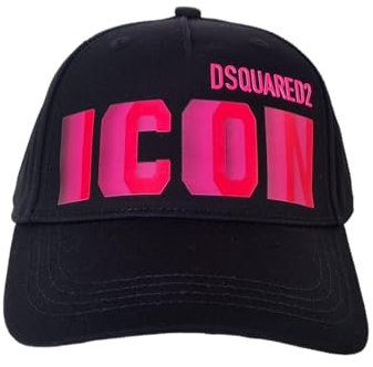 DSQUARED2 Cappello Berretto Baseball M637 Blur Icon Nero Rosa Fluo