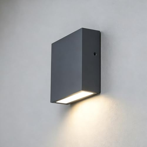 LUTEC Outdoor LED Modern Wall Light, Aluminium Anti-Rost Außen Innen Wandlampe, 3000K Warm Weiß, Down Light Außenwand Laterne, Wasserdicht für Haustür, Terrasse, Garten, Schlafzimmer (dunkelgrau)
