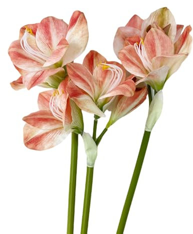 BQEE Künstliche Amaryllis Blumen, 54,6 cm, rot, weiß, rosa, 3 Stück, künstliche Lilien für Hochzeit, Zuhause, Büro, Hotel Dekor (Rosa)