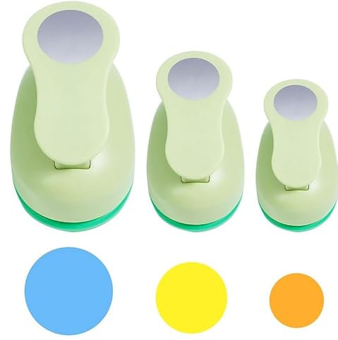 UCEC 3x Motivstanzer Kreis mit verschiedenen Größen - Stanzer Rund, Lochstanzer Papier, Kreisstanzer für die Kartenherstellung, Scrapbooking und DIY - Vielseitig Stanzer Kreis (25mm 15mm 10mm)