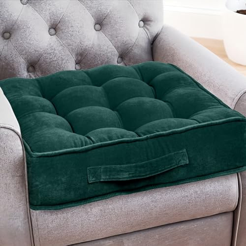 Casabella Booster Cushion-Armchair Booster Cushion Large Bolster Seat Dining Chair 50x50+10cm Thick Floor Cushions, Pregnancy & Post-Operative Adults Chair Bolster Cushions Seat, Car Seat Sofa-Jade