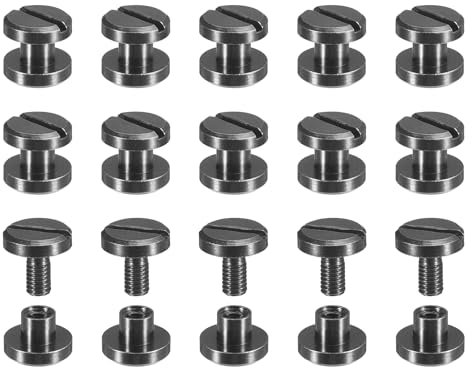QUARKZMAN 30pz Viti Chicago in Ottone, 3x8mm Vite a Testa Piana per Chiodo Posteriore per Cintura Fai da Te in Pelle Nera