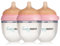 HappyMami - Set de 3 Biberons en Forme de Sein, Biberons,Tétine en Silicone de Qualité Médicale, Double Système Anti-Colique, sans BPA, Lavable au Lave-vaisselle, Chauffe-biberon (Rose 150ml)