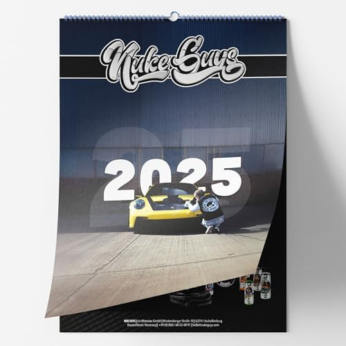 NUKE GUYS Jahreskalender 2025 | Wandkalender im Sportwagen Design DIN A3 42x30cm