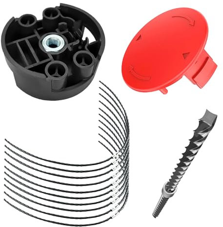 CHIHOLEN Hilo de desbrozadora compatible con Bosch F016800431,37 cm x 3,5 mm hilo para desbrozadora Bosch AFS 23-37, con cubierta de bobina F016F04841, cabezal de recortador F016F04839 (10+1+1)