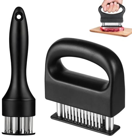 2 Pieces Steaker Meat Tenderiser Cutter Tenderiser Stainless Steel Non-Slip Meat Tenderiser with 48 Blades and 21 Blades for Steak, Chicken, Pork, Fish, BBQ