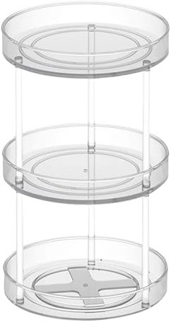 Shelves Floating Kitchen Rotating Storage Rack Functional Storage Turntable Condiment Rack Condiment Fruit Tray Large Three Kitchen Shelves (Clear, One Size)
