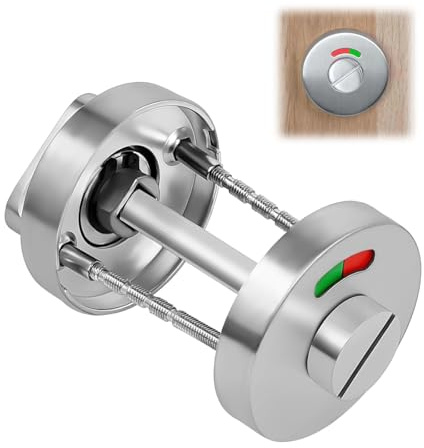 WC-Rosette mit Belegtanzeige Badezimmer Schloss mit Drehknopf WC Türschloss Drehriegel Edelstahl-Rosetten-Set für Bad & WC Zubehör für Toilettentüren mit Rot und Grün Besetzt-Anzeige