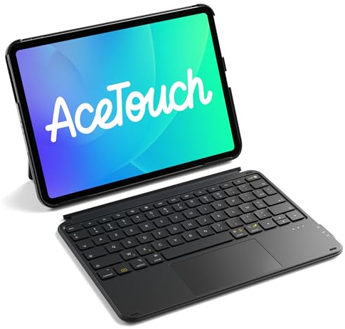 Inateck Coque Clavier iPad A16/10e Gén, Ultra-légère 450g | Pour iPad Air 11 M4/M3/M2, Air 5/4, Pro 11, magnétique détachable 1s, pavé tactile, support vert/horiz, AceTouch, Noir