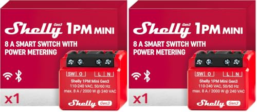 Shelly 1PM Mini Gen3 | WLAN Smart Relais Schalter | 1 Kanal 8A | Strommessung | Unterputz Lichtschalter | Alexa und Google Home | Hausautomation | iOS-Android-App | Kein Hub erforderlich