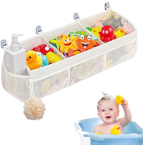 Bath Toy Storage Net, 3 Grids Bath Toy Net, Bathroom Storage for Bath Toys