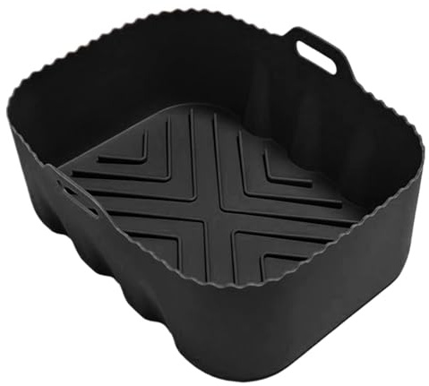 Teglia da forno in silicone, inserto per friggitrice ad aria, 20 x 15 x 6,7 cm, rettangolare, per uso alimentare, resistente al calore, per forno a microonde, cottura a vapore, , carne, verdure