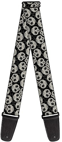 Buckle-Down GS-W34282 Panda Bear Sugar Skull Scattered Black/White Guitar Strap