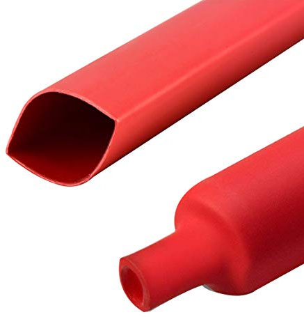 3:1 Shrink Ratio Dual Wall Heat Shrink Tubing Heat Activated Adhesive Glue Lined Marine Shrink Tube Wire Sleeving Wrap Protector Red 4Ft 30mm (1-1/4”)