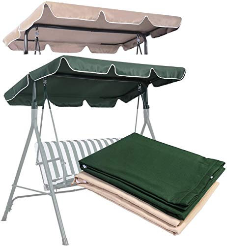 GOPLUS Sonnendach für Hollywoodschaukel, Ersatzdach Universal, Erastzbezug Dachbezug, Dachplane Wasserabweisend und UV-Schutz, Größen (191 x 132 cm, Grün)