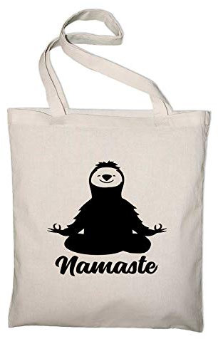 STYLETEX23 Namaste Faultier Sloth Jutebeutel Shopping Bag, natur