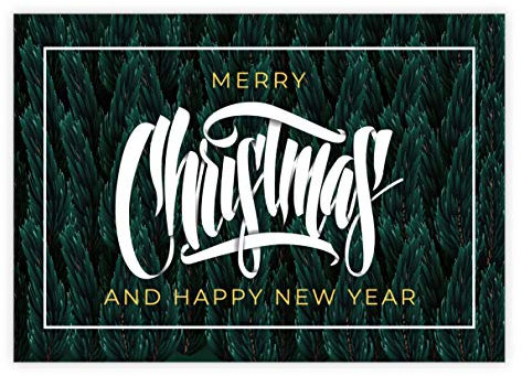 10x Moderne Handlettering Weihnachtskarte mit Tannen grün • Klappkarten Set mit Umschläge als liebevoller Weihnachts Gruss für Familie und Freunde