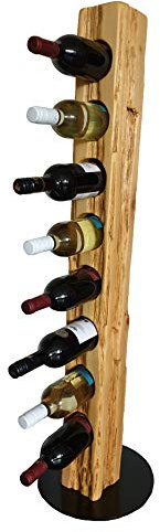 Wood & Wishes – Rustikaler Weinständer, Weinregal, Weinhalter aus massivem Holz; gefertigt in Handarbeit für 8 Flaschen Wein; Höhe 113 cm Ø 30 cm; Treibholzoptik; Landhausstil; dekoratives Unikat