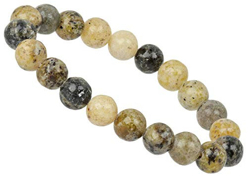 ELEDORO Stretch Armband aus echten Edelsteinen-Perlen 10mm: für Energie und Harmonie (Lemon Chrysopras)