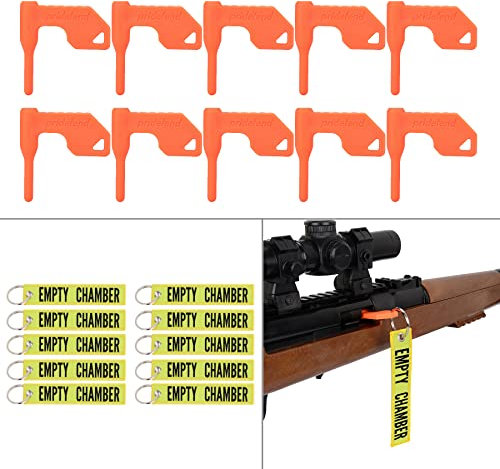 BOOSTEADY Safety Flag Sicherheitsflagge Pistolenkammer für Gewehr Kurzwaffe Schrotflinte mit Bonus DIY Schlüsselanhänger Tags, 10er Pack Orange