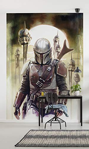 Komar Vlies Fototapete - Star Wars The Mandalorian Big Impaler - Größe: 200 x 280 cm, 4 Bahnen, Bahnbreite 50 cm - Tapete, Baby Yoda, The Child, Mando