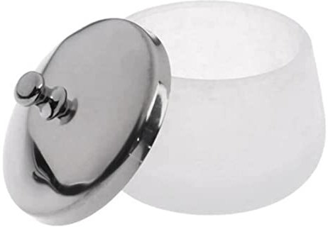 Minkissy Crystal Nail Art Dappen Dish With Lid - White Glass & Stainless Steel Nail Cup for Acrylic Liquid Styling