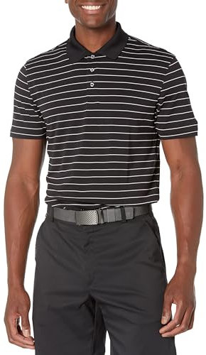 Amazon Essentials Men's Golf Polo Shirt, Short Sleeve, Slim-Fit, Quick-Dry, Black Stripes, XL