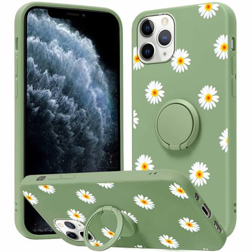 Yoedge Phone case for Apple iPhone 11 Pro 5.8 inch, 360° Magnetic Ring Holder Kickstand Soft Silicone TPU Shockproof Anti-Scratch Protective Resistant Fashion Pattern for iPhone11 Pro, Daisy