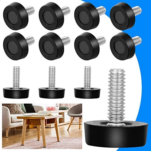 DURANTEY 30 Stück Möbelstellfüße Verstellbare Verstellbare Möbelfüße Metall Gummifüße M8 x 20 mm Stellfüße Stellfuß Möbel Schwarz Verstellfuß für Möbel Füße Möbelfüße M8 Gewinde Tisch Schraubfüße