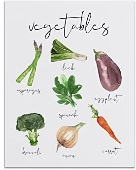 ZHONGYUTONG Gemüse Kunstdruck-Küchen Bilder Wanddekoration Lebensmittel Poster für Wand Aquarell Leinwand Wandmalereien für Kinderzimmer Esszimmer (40x60cm Kein Rahmen)