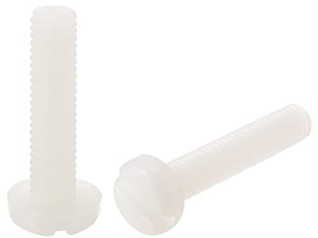 sourcing map M6 x 25mm Nylon Máquina Tornillos, Plana Cabeza Ranurado Tornillo Sujetadores, 32 Piezas