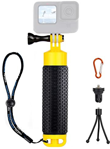 YALLSAME Floating Hand Grip Handler for GoPro Hero 13 12 11 10 9 7 8 6 5 4 3 DJI OSMO SJCAM AKASO Action Camera with Detachable Handle Tripod Stand Ideal for Underwater Diving Snorkeling Swimming