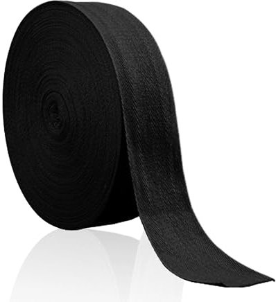 Biais de Coton 10mm 45m Rouleau de Ruban en Coton Noir pour Travaux Manuels Confection Bordures Soyeuses