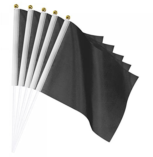 sourcing map Lot de 25 mini drapeaux noirs à tenir à la main - 21,6 x 14 cm - Pour festival, événements, décoration de fête