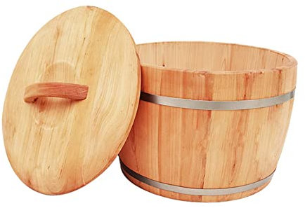 AIZYR Rice Storage Container Dispenser Wooden Flour Cereal Food Jars with Lids Kitchen Canisters for Kitchen Organization and Pantry Store, 3Size,20kg