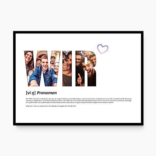 codiarts. Poster XL-Grußkarte personalisiert, mit deinen Fotos und Definition, DIN A4 Klappkarte, inkl. Umschlag, optional mit Rahmen, Fotogeschenk personalisierbar (009 WIR)