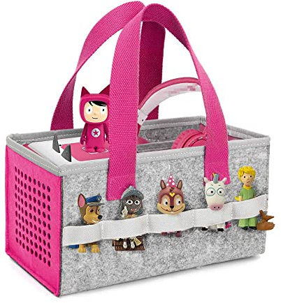 Lucky Sign - Musikbox Tasche für Toniebox Tragbar Toniebox Transporttasche für Figuren und Box samt Zubehör Aufbewahrung Leichtes Gewicht und große Kapazität, 26X14X14cm - Rosa