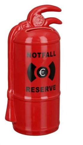 1 Spardose Sparschwein Feuerlöscher rot; Keramik, 16 x 7 x 6cm mit Gummistopfen