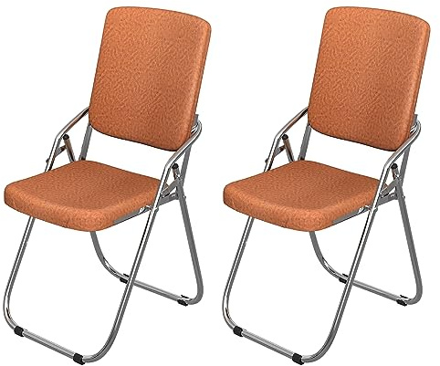 Chleby 2er Klappstuhl Besucherstuhl Klappstuhl mit Lederbezug Klappbare Esszimmerstühle sind geeignet für Küche, drinnen, draußen, Konferenzraum Orange
