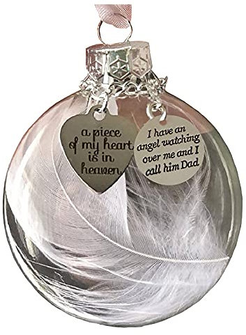 1 Stück Weihnachtskugeln, Transparenter Christbaumkugel mit Feder Weihnachtsschmuck Weihnachtsdekoration, Runder Weihnachtskugeln Weihnachtsschmuck hängender Anhänger Gedenken an (Dad, One Size)